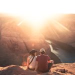 couple, canyon, sunrise
