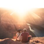 couple, canyon, sunrise