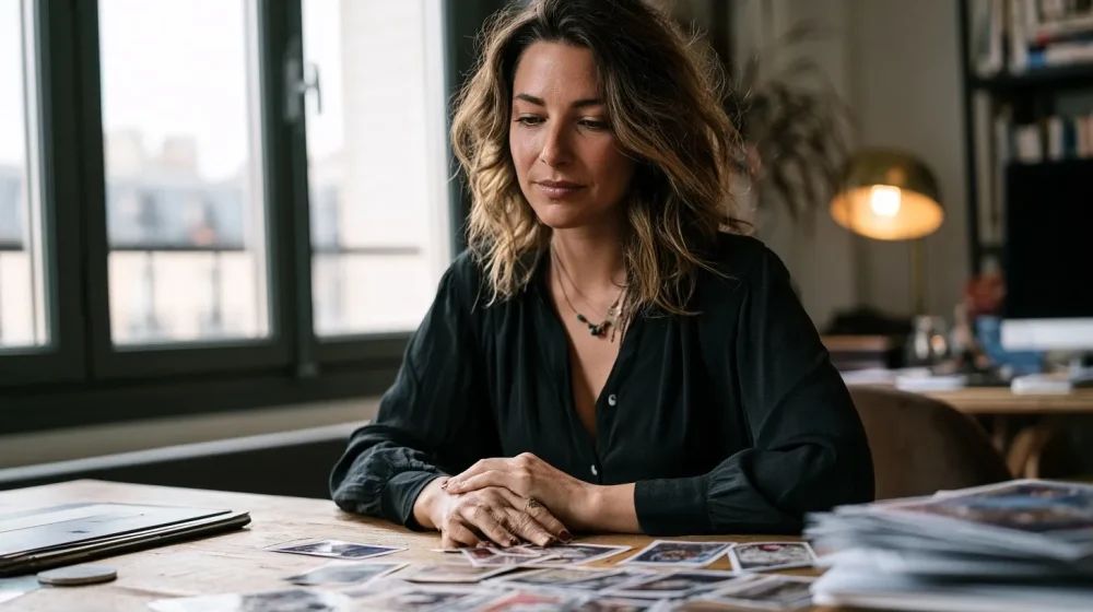 Salariat ou entrepreneuriat : comment choisir sans se mentir — tirage tarot business sobre pour clarifier une décision de statut professionnel, ambiance réaliste premium
