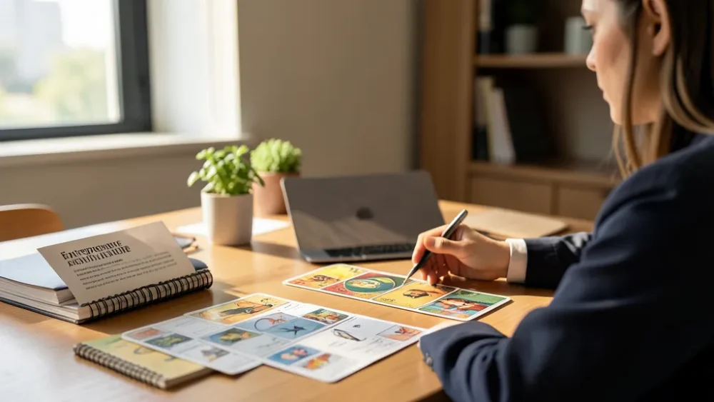 Entreprendre après une période difficile : reconstruire sa confiance — tarot business discret près d un budget et plan de test sur bureau professionnel